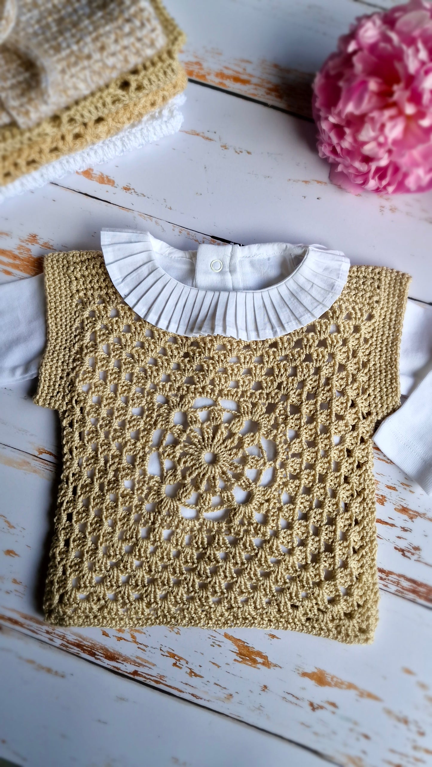 Patron Crochet Pull Bébé Granny Squares - Baby Crochet Granny Sweater (0-48M) [ PDF FR ]| Maison Josefine #15